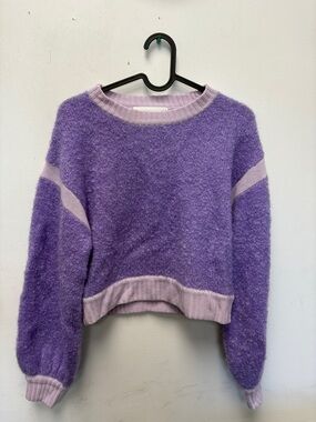 Colorush cashmere two tone purple Crewneck Sweater
